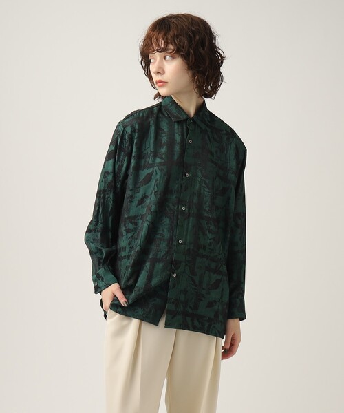 tk.TAKEO KIKUCHI（ティーケータケオキクチ）の「◆ブライトリーフジャカードシャツ（ユニセックスアイテム）（シャツ/ブラウス・メンズ・キャメル/ブラック系3/ダークグリーン系3・02/03/66）」の14枚目の写真