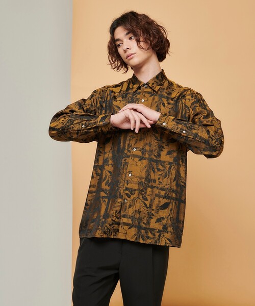 tk.TAKEO KIKUCHI（ティーケータケオキクチ）の「◆ブライトリーフジャカードシャツ（ユニセックスアイテム）（シャツ/ブラウス・メンズ・キャメル/ブラック系3/ダークグリーン系3・02/03/66）」の21枚目の写真