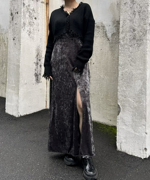 FIG&VIPER（フィグアンドバイパー）の「ベロアスリットキャミワンピース（ワンピース・レディース・ブラック/グレー/ピンク・FREE）」の3枚目の写真