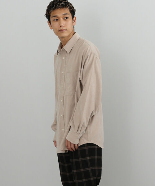 BEAMS HEART（ビームスハート）の「BEAMS HEART / フィブリル ロングスリーブ シャツ（シャツ/ブラウス・メンズ・ベージュ/ネイビー・SMALL/LARGE/MEDIUM）」の5枚目の写真