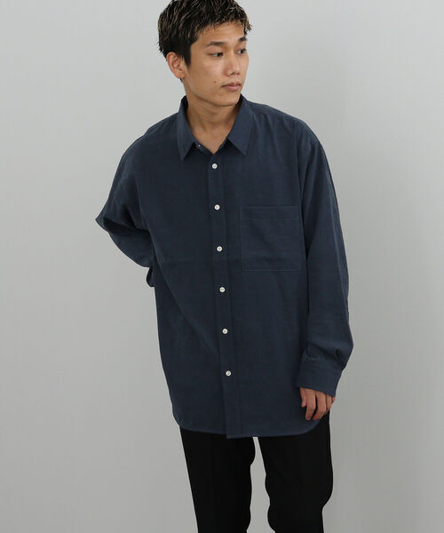 BEAMS HEART（ビームスハート）の「BEAMS HEART / フィブリル ロングスリーブ シャツ（シャツ/ブラウス・メンズ・ベージュ/ネイビー・SMALL/LARGE/MEDIUM）」の8枚目の写真