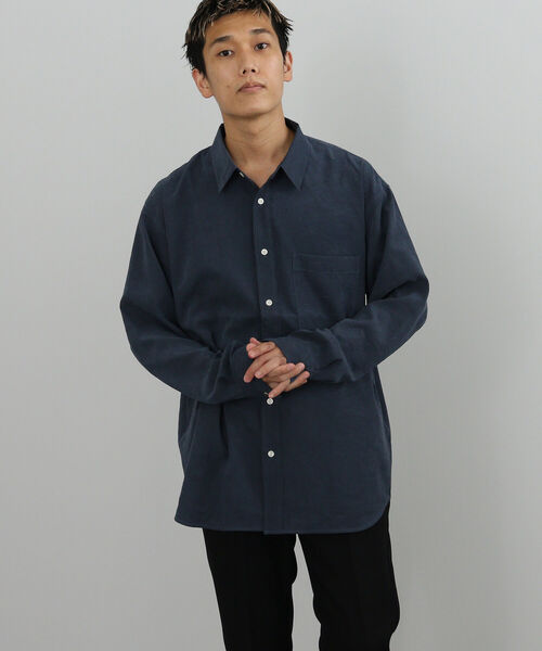 BEAMS HEART（ビームスハート）の「BEAMS HEART / フィブリル ロングスリーブ シャツ（シャツ/ブラウス・メンズ・ベージュ/ネイビー・SMALL/LARGE/MEDIUM）」の11枚目の写真