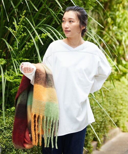 FREAK'S STORE(フリークスストア)の「【WEB限定】配色フットボールTシャツ(Tシャツ/カットソー・レディース・オフホワイト/グレー/ブラック/ライトピンク・フリ-)」の8枚目の写真