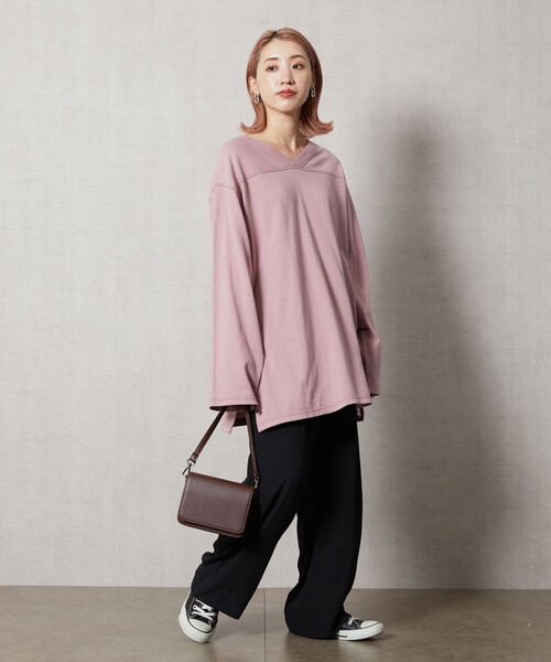 FREAK'S STORE(フリークスストア)の「【WEB限定】配色フットボールTシャツ(Tシャツ/カットソー・レディース・オフホワイト/グレー/ブラック/ライトピンク・フリ-)」の18枚目の写真