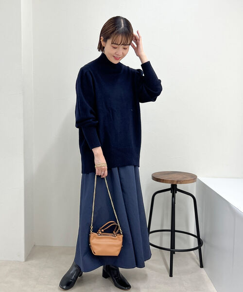 NOLLEY’S(ノーリーズ)の「◇【WEB限定】7Gカシミヤブレンドハイネックパフスリーブプルオーバーニット(ニット/セーター・レディース・ベージュ/ネイビー/グレー/オフホワイト・38)」の18枚目の写真