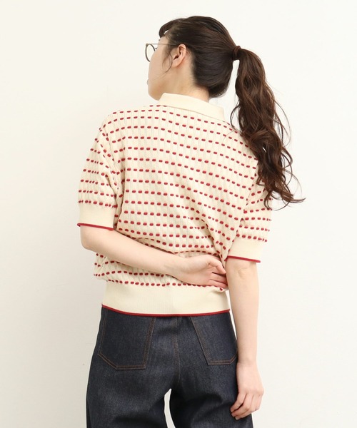 AMBIDEX(アンビデックス)の「〇30/2綿コーマ ステッチジャカードポロプルオーバー(Tシャツ/カットソー・レディース・キナリ/ブラック・FREE)」の13枚目の写真