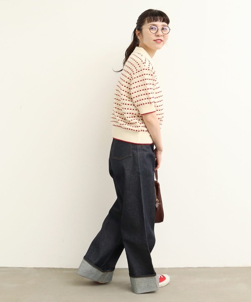 AMBIDEX(アンビデックス)の「〇30/2綿コーマ ステッチジャカードポロプルオーバー(Tシャツ/カットソー・レディース・キナリ/ブラック・FREE)」の22枚目の写真