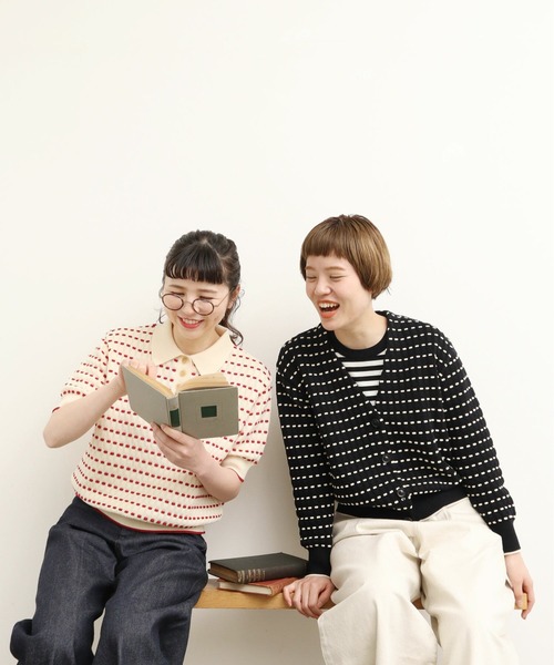 AMBIDEX(アンビデックス)の「〇30/2綿コーマ ステッチジャカードポロプルオーバー(Tシャツ/カットソー・レディース・キナリ/ブラック・FREE)」の18枚目の写真