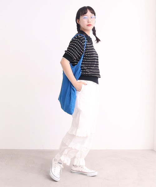 AMBIDEX(アンビデックス)の「〇30/2綿コーマ ステッチジャカードポロプルオーバー(Tシャツ/カットソー・レディース・キナリ/ブラック・FREE)」の19枚目の写真