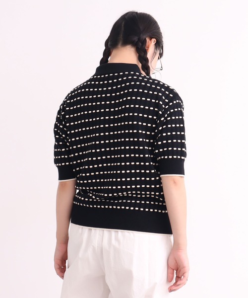 AMBIDEX(アンビデックス)の「〇30/2綿コーマ ステッチジャカードポロプルオーバー(Tシャツ/カットソー・レディース・キナリ/ブラック・FREE)」の11枚目の写真