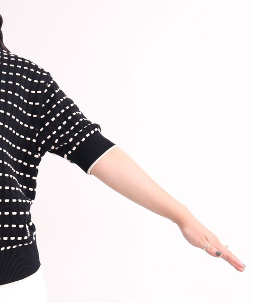 AMBIDEX(アンビデックス)の「〇30/2綿コーマ ステッチジャカードポロプルオーバー(Tシャツ/カットソー・レディース・キナリ/ブラック・FREE)」の16枚目の写真