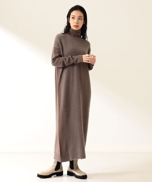 Demi-Luxe BEAMS（デミルクス ビームス）の「Demi-Luxe BEAMS / フロントフラッフィ ハイネックワンピース（ワンピース・レディース・ブラウン系その他3/ネイビー・ONE SIZE）」の8枚目の写真