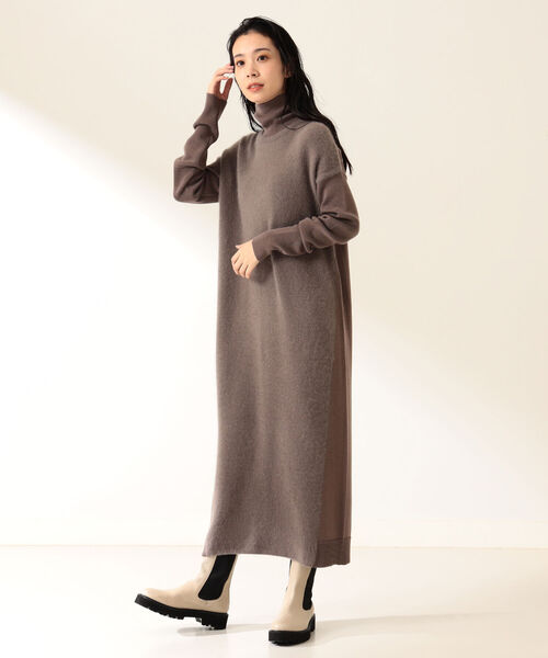 Demi-Luxe BEAMS（デミルクス ビームス）の「Demi-Luxe BEAMS / フロントフラッフィ ハイネックワンピース（ワンピース・レディース・ブラウン系その他3/ネイビー・ONE SIZE）」の9枚目の写真