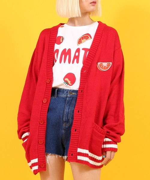 PUNYUS（プニュズ）の「フード刺繍カーディガン（カーディガン/ボレロ・レディース・イエロー/レッド/ブラック/ブルー/パープル/ピンク/オレンジ/ライトパープル/グリーン/サックスブルー・1/4/2/3）」の9枚目の写真