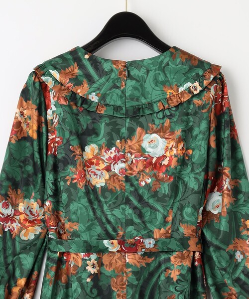 美品　グレースコンチネンタル ウォールペーパープリントワンピース グリーン GRACE CONTINENTAL（グレースコンチネンタル）の「ウォールペーパー