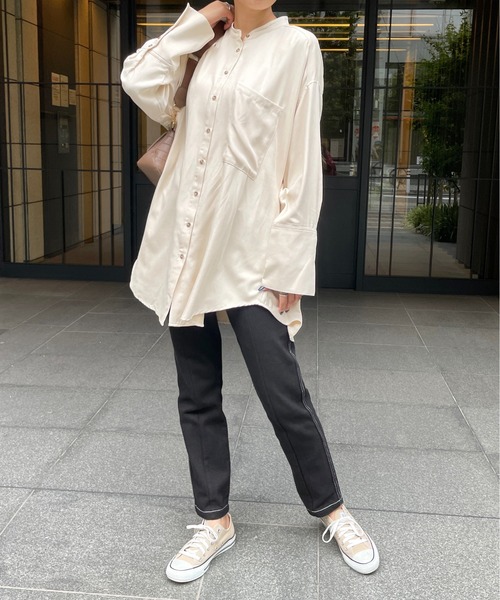 StyleSea（スタイルシー）の「バックタックチュニックブラウス（シャツ/ブラウス・レディース・アイボリー/オレンジ/ブルー・FREE）」の5枚目の写真