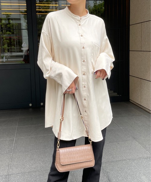 StyleSea（スタイルシー）の「バックタックチュニックブラウス（シャツ/ブラウス・レディース・アイボリー/オレンジ/ブルー・FREE）」の4枚目の写真