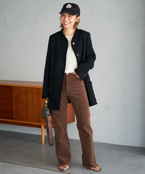 plage（プラージュ）の「Tweed Long ジャケット（ノーカラー