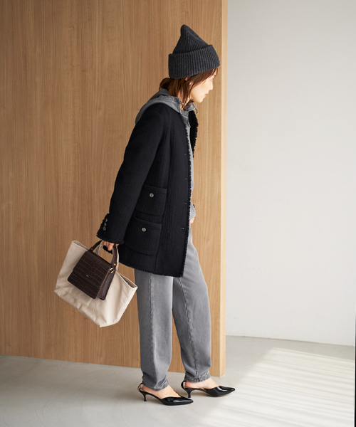 Plage Tweed ジャケット ツイードジャケット ブラック プラージュ plage（プラージュ）の「【GIRL】ツィードケープジャケット