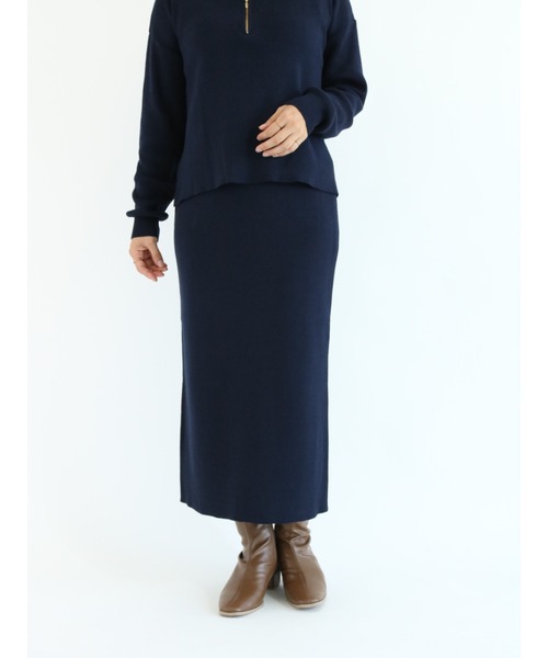 Te chichi TERRASSE（テチチテラス）の「総針タイトスカート（スカート・レディース・ネイビー/カーキ/チャコール・ﾌﾘ-）」の3枚目の写真