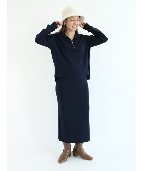 Te chichi TERRASSE（テチチテラス）の「総針タイトスカート（スカート・レディース・ネイビー/カーキ/チャコール・ﾌﾘ-）」の7枚目の写真