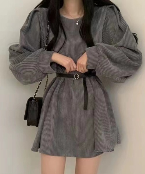 セール】Aラインコーデュロイミニワンピース（ワンピース）｜DIAVEL