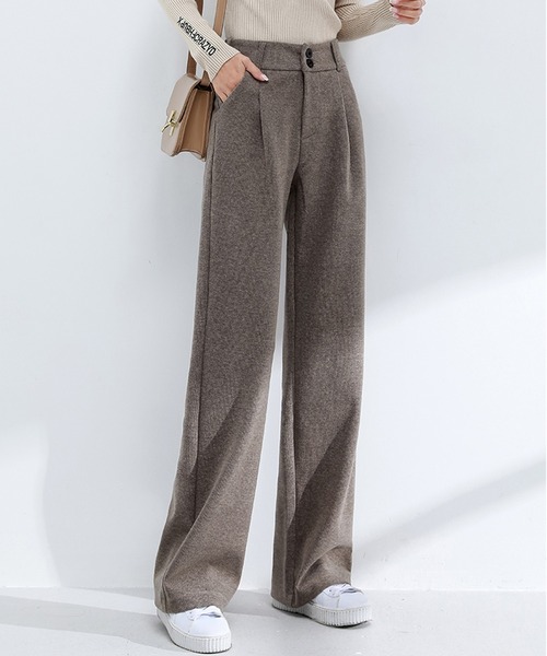 LAFFMO（ラフモ）の「ハイウエストスラックスストレートパンツ（スラックス・レディース・ブラック/モカ/グレー・MEDIUM/LARGE）」の3枚目の写真