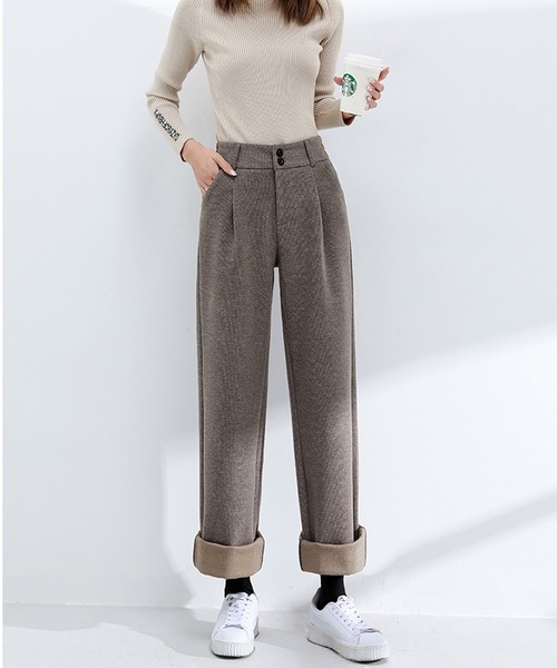LAFFMO（ラフモ）の「ハイウエストスラックスストレートパンツ（スラックス・レディース・ブラック/モカ/グレー・MEDIUM/LARGE）」の13枚目の写真