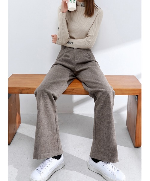 LAFFMO（ラフモ）の「ハイウエストスラックスストレートパンツ（スラックス・レディース・ブラック/モカ/グレー・MEDIUM/LARGE）」の14枚目の写真