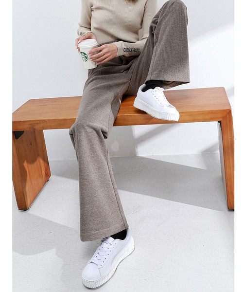 LAFFMO（ラフモ）の「ハイウエストスラックスストレートパンツ（スラックス・レディース・ブラック/モカ/グレー・MEDIUM/LARGE）」の15枚目の写真