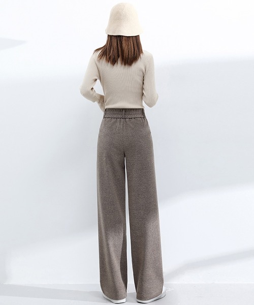 LAFFMO（ラフモ）の「ハイウエストスラックスストレートパンツ（スラックス・レディース・ブラック/モカ/グレー・MEDIUM/LARGE）」の12枚目の写真