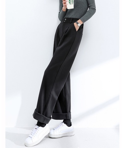 LAFFMO（ラフモ）の「ハイウエストスラックスストレートパンツ（スラックス・レディース・ブラック/モカ/グレー・MEDIUM/LARGE）」の7枚目の写真