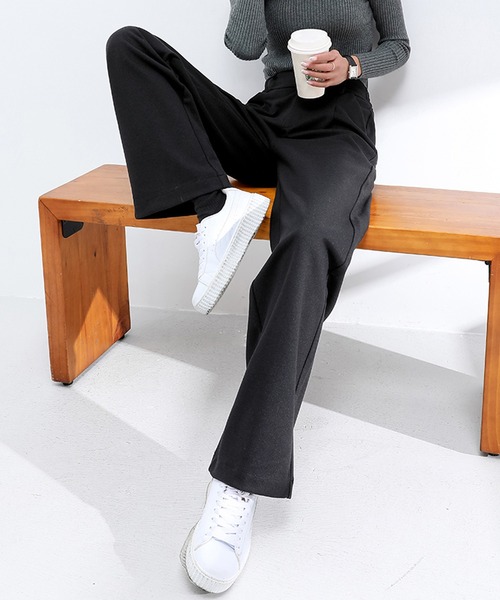 LAFFMO（ラフモ）の「ハイウエストスラックスストレートパンツ（スラックス・レディース・ブラック/モカ/グレー・MEDIUM/LARGE）」の8枚目の写真