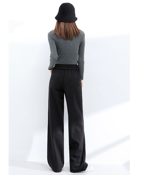LAFFMO（ラフモ）の「ハイウエストスラックスストレートパンツ（スラックス・レディース・ブラック/モカ/グレー・MEDIUM/LARGE）」の6枚目の写真