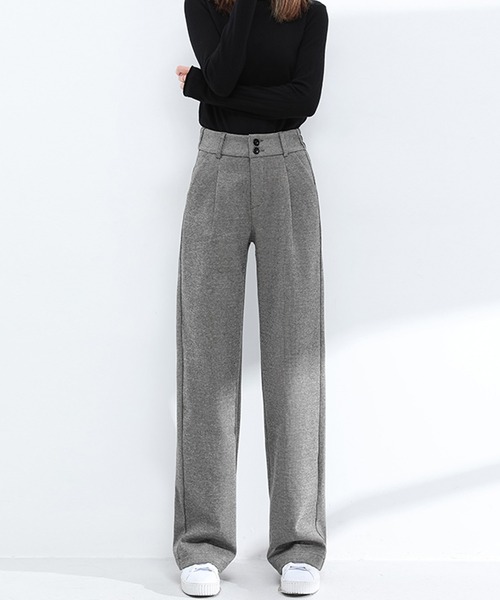 LAFFMO（ラフモ）の「ハイウエストスラックスストレートパンツ（スラックス・レディース・ブラック/モカ/グレー・MEDIUM/LARGE）」の9枚目の写真