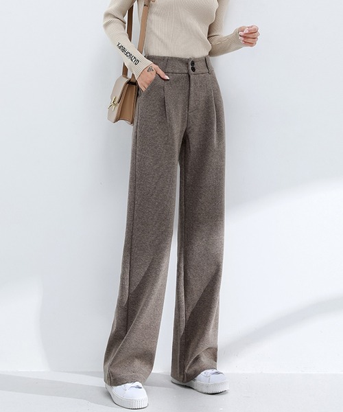 LAFFMO（ラフモ）の「ハイウエストスラックスストレートパンツ（スラックス・レディース・ブラック/モカ/グレー・MEDIUM/LARGE）」の10枚目の写真