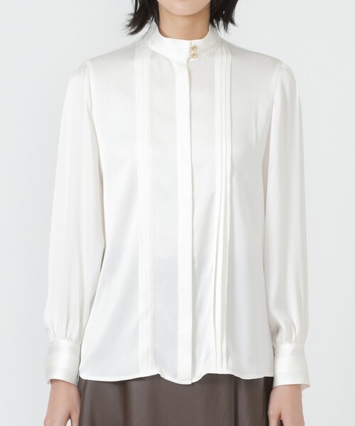 LOVELESS（ラブレス）の「ワイドボウ タックブラウス（シャツ/ブラウス・レディース・ネイビー/オフホワイト/ライトベージュ/グリーン系その他3・36/34）」の8枚目の写真