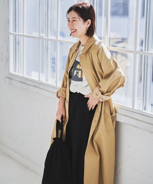 coen(コーエン)の「ロングステンカラーコート(ステンカラーコート・レディース・ダークグレー/ベージュ・M/L)」の16枚目の写真