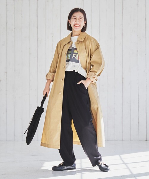 coen(コーエン)の「ロングステンカラーコート(ステンカラーコート・レディース・ダークグレー/ベージュ・M/L)」の17枚目の写真