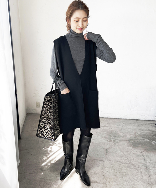 Spick & Span（スピックアンドスパン）の「≪追加≫ハイネックプルオーバー（Tシャツ/カットソー・レディース・ブルー系その他/アイボリー/チャコールグレー・FREE）」の4枚目の写真