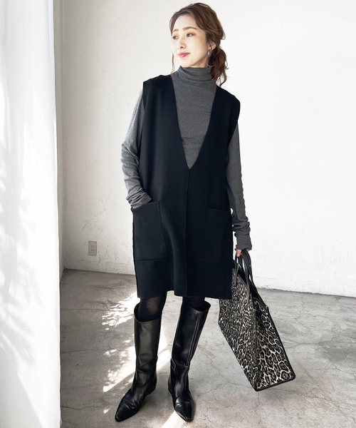 Spick & Span（スピックアンドスパン）の「≪追加≫ハイネックプルオーバー（Tシャツ/カットソー・レディース・ブルー系その他/アイボリー/チャコールグレー・FREE）」の6枚目の写真