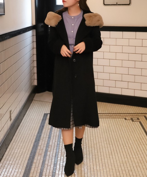 セール】フードファー付きシングルコート（その他アウター）｜ASTORIA