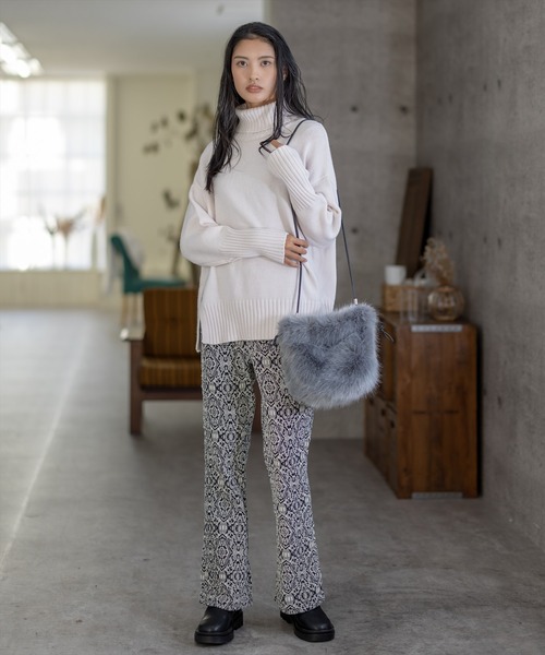 clear(クリア)の「ジャガードカットフレアパンツ(その他パンツ・レディース・ブラック/ブラウン・F)」の12枚目の写真