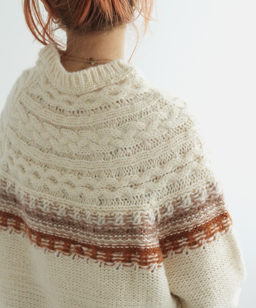 Crisp（クリスプ）の「ノルディックミックスニット（ニット/セーター・レディース・ブラウン/グリーン・FREE）」の12枚目の写真