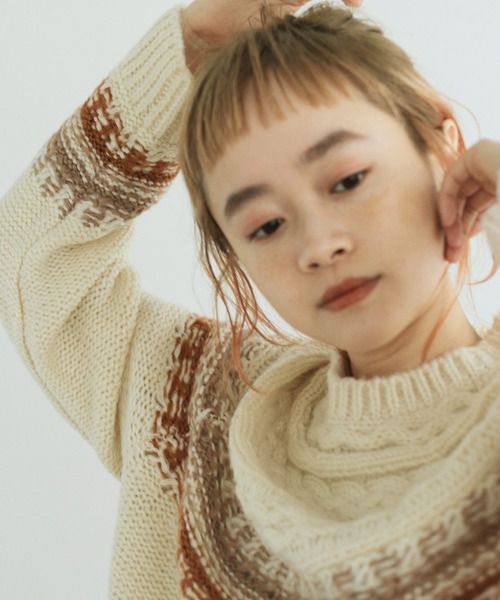 Crisp（クリスプ）の「ノルディックミックスニット（ニット/セーター・レディース・ブラウン/グリーン・FREE）」の15枚目の写真