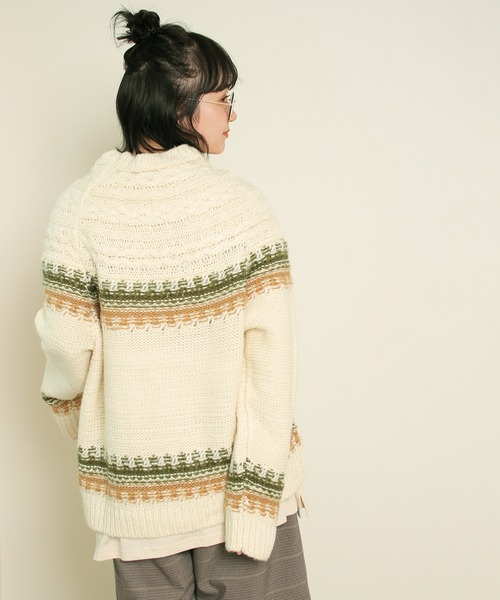 Crisp（クリスプ）の「ノルディックミックスニット（ニット/セーター・レディース・ブラウン/グリーン・FREE）」の16枚目の写真