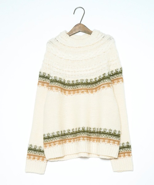 Crisp（クリスプ）の「ノルディックミックスニット（ニット/セーター・レディース・ブラウン/グリーン・FREE）」の11枚目の写真