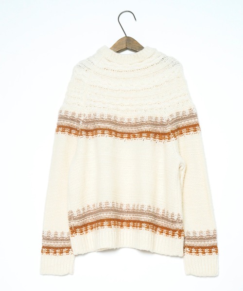 Crisp（クリスプ）の「ノルディックミックスニット（ニット/セーター・レディース・ブラウン/グリーン・FREE）」の8枚目の写真