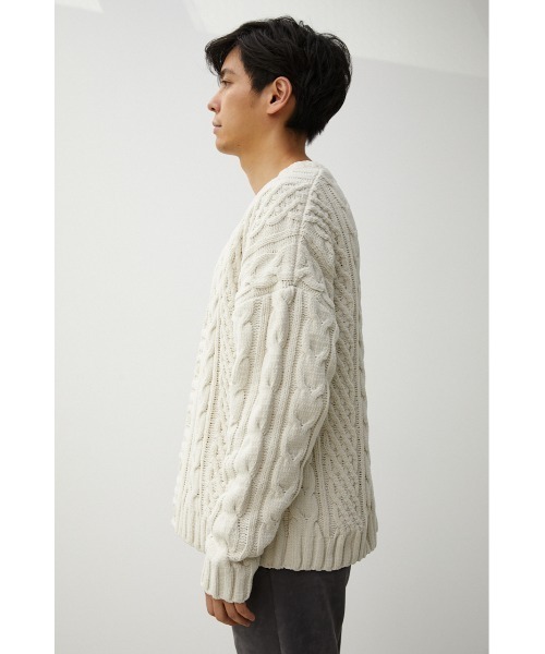 AZUL by moussy（アズールバイマウジー）の「CHENILLE CABLE CARDIGAN/シェニールケーブルカーディガン（カーディガン/ボレロ・メンズ・ベージュ/グレー/アイボリー/ブルー/ブラック・FREE）」の12枚目の写真