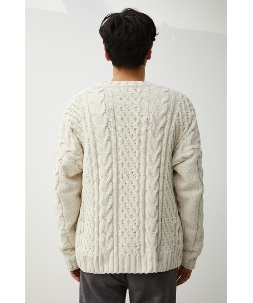 AZUL by moussy（アズールバイマウジー）の「CHENILLE CABLE CARDIGAN/シェニールケーブルカーディガン（カーディガン/ボレロ・メンズ・ベージュ/グレー/アイボリー/ブルー/ブラック・FREE）」の13枚目の写真